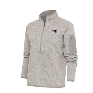 Antigua Oatmeal New England Patriots Team Logo Fortune Half-Zip Pullover size XL